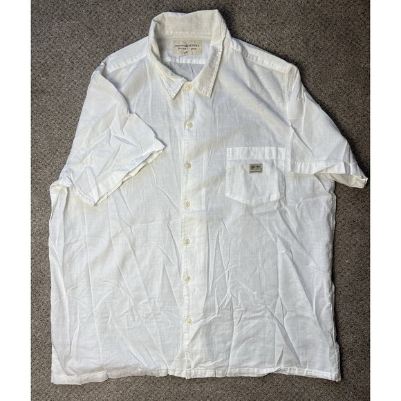 Denim & Supply Ralph Lauren Shirt Mens XL Solid White Short Sleeve Button Up - Picture 2 of 8